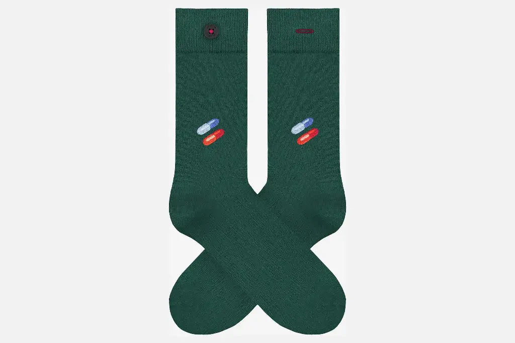 SOCKS CASUAL - GREEN PILLS  (36-40)