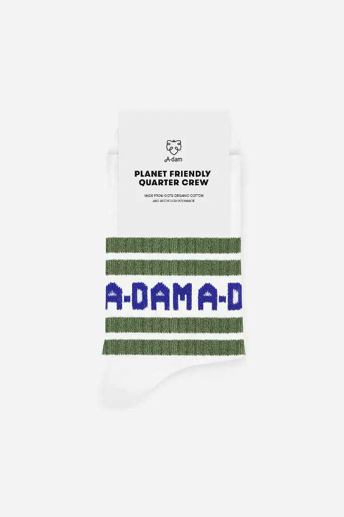 SOCKS QUARTER -WHITE ADAM STRIPPED