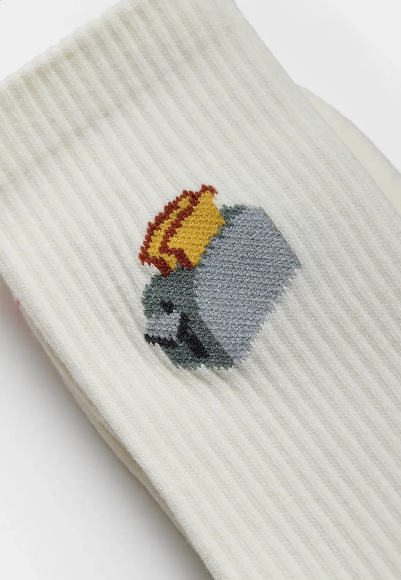 Jaquard Crew Sock-WHITE- TOAST