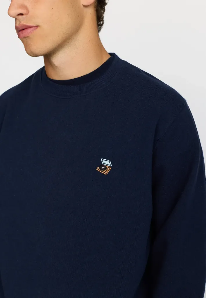 REGULAR CREWNECK-PLATINE-NAVY MELANGE
