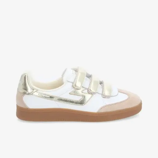 SHEFFIELD STRAPS W NAPPA/SDE/META -WHITE/BEIGE/L.GOLD
